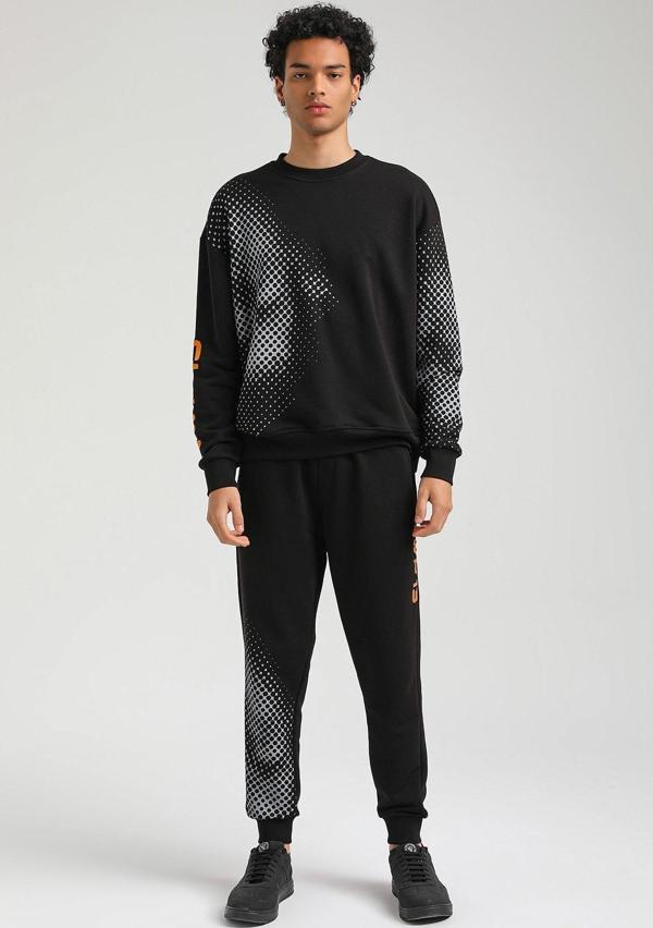 Bisiklet Yaka Siyah Slim Fit Eşofman 23FWM60157 - Image 1