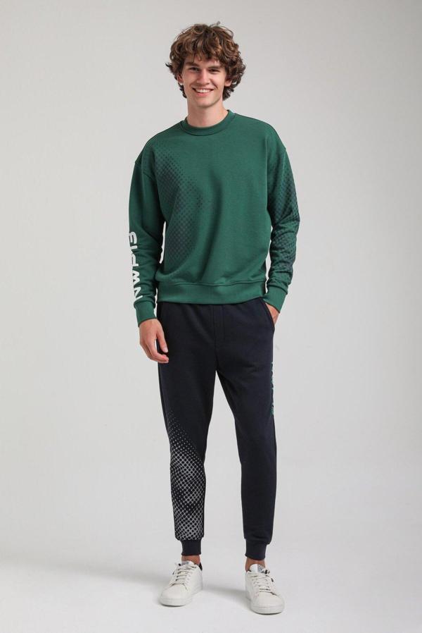 Bisiklet Yaka Yeşil Slim Fit Eşofman 23FWM60157 - Image 1