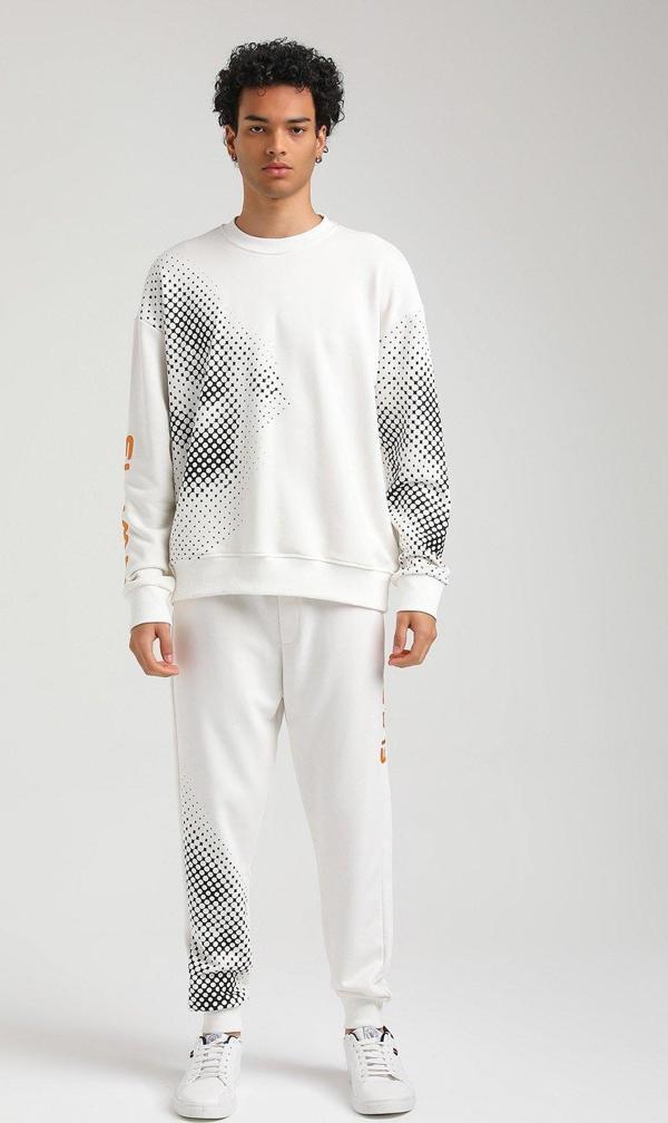 Bisiklet Yaka Ekru Slim Fit Eşofman 23FWM60157 - Image 1