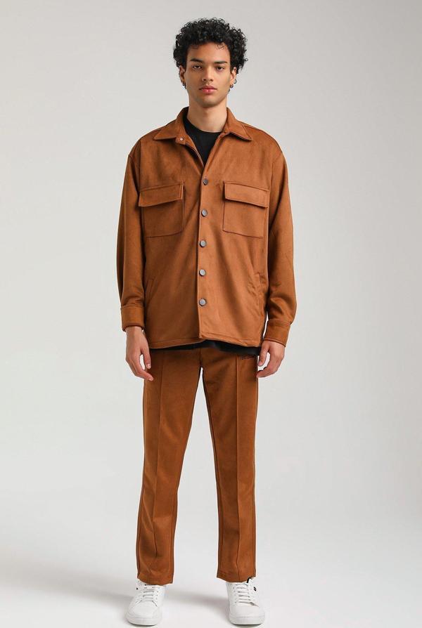 Süet Üst Kahverengi Slim Fit Takım 23Fwm64027 - Image 1