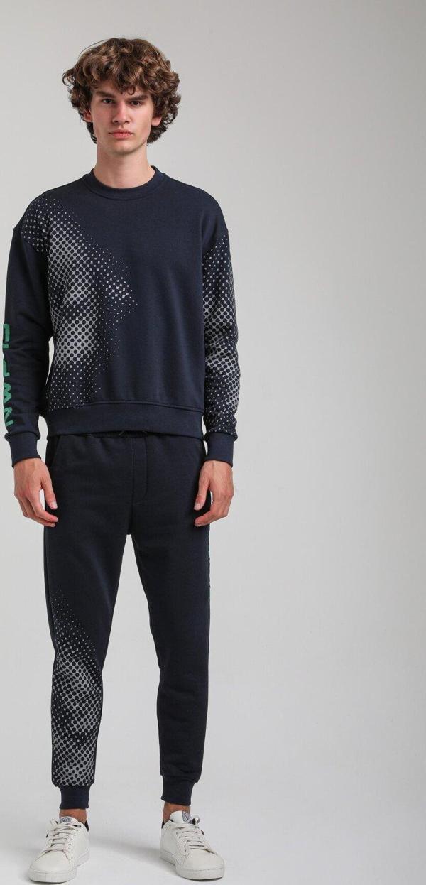 Bisiklet Yaka Lacivert Slim Fit Eşofman 23FWM60157 - Image 1