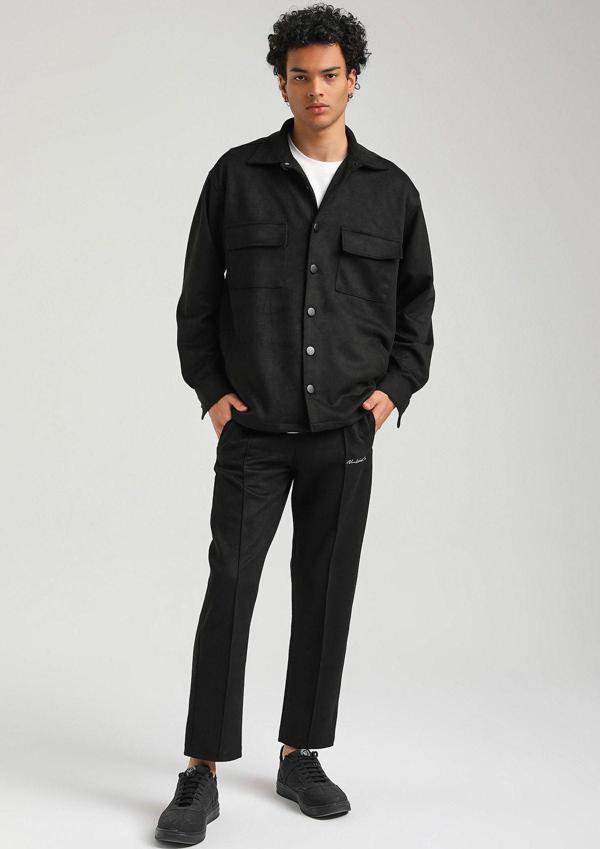 Süet Üst Siyah Slim Fit Takım 23Fwm64027 - Image 1