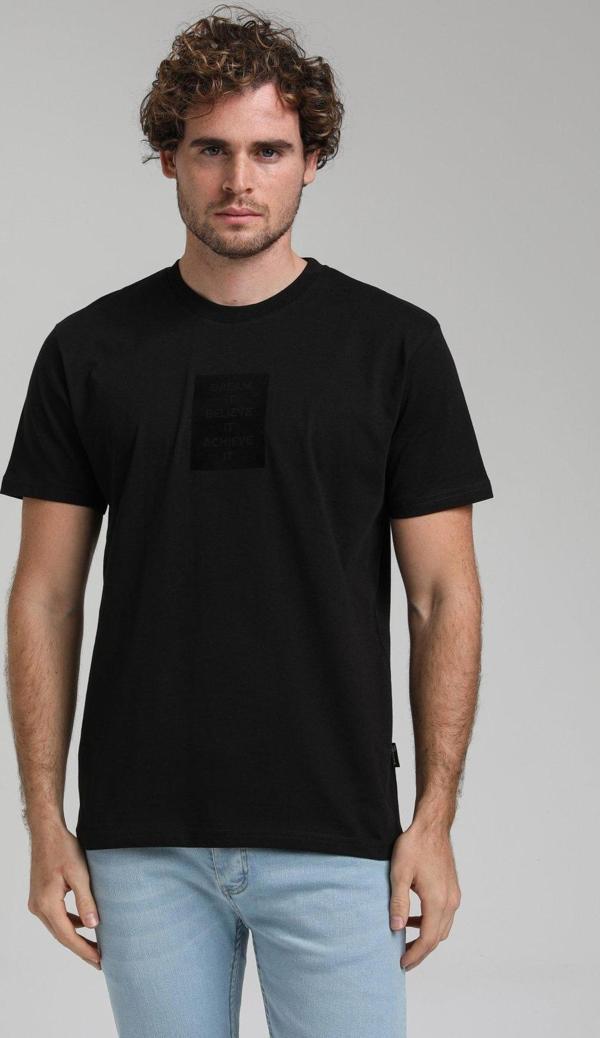 Bisiklet Yaka Siyah Slim Fit Tişört 23SSM20288 - Image 1