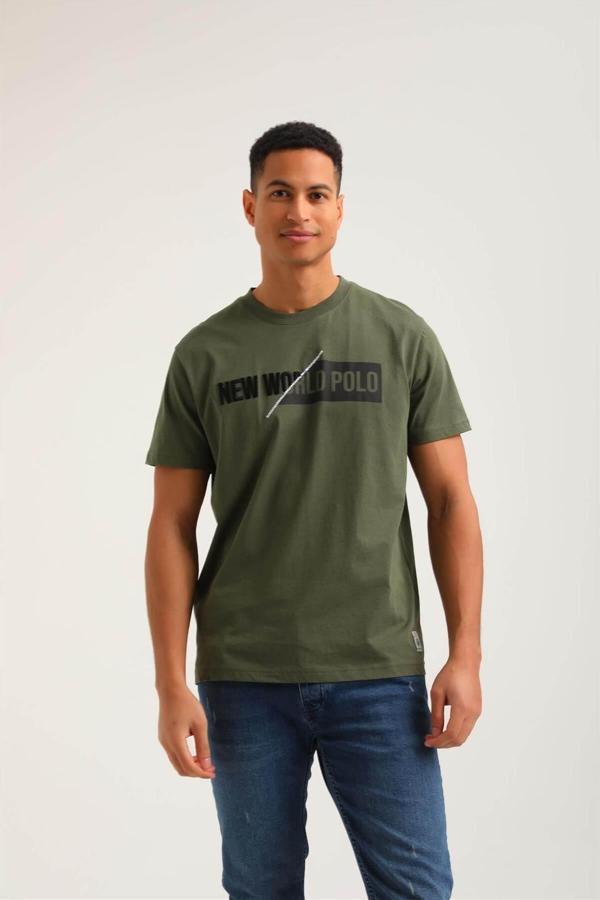 Bisiklet Yaka Haki Regular Custom Tişört 24SSM20266 - Image 1