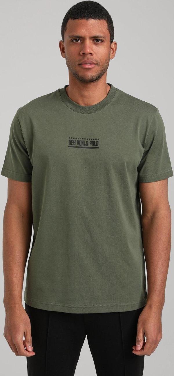 Bisiklet Yaka Haki Slim Fit Tişört 24SSM20283 - Image 1