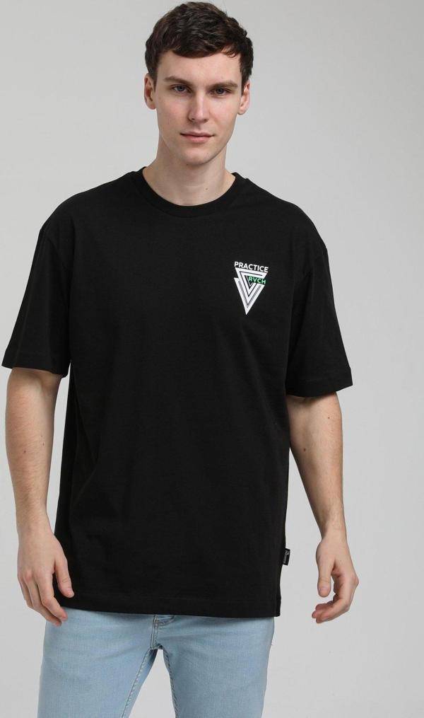 Bisiklet Yaka Siyah Oversize Tişört 23SSM20337 - Image 1