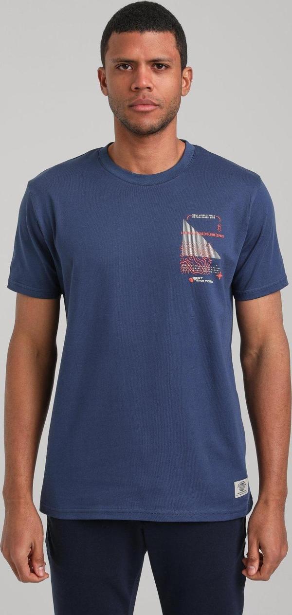 Bisiklet Yaka İndigo Regular Custom Tişört 24SSM20293 - Image 1