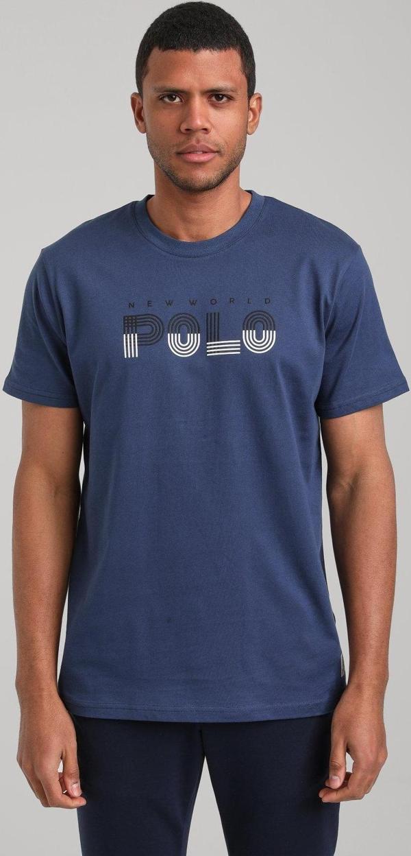 Bisiklet Yaka İndigo Regular Custom Tişört 24SSM20320 - Image 1