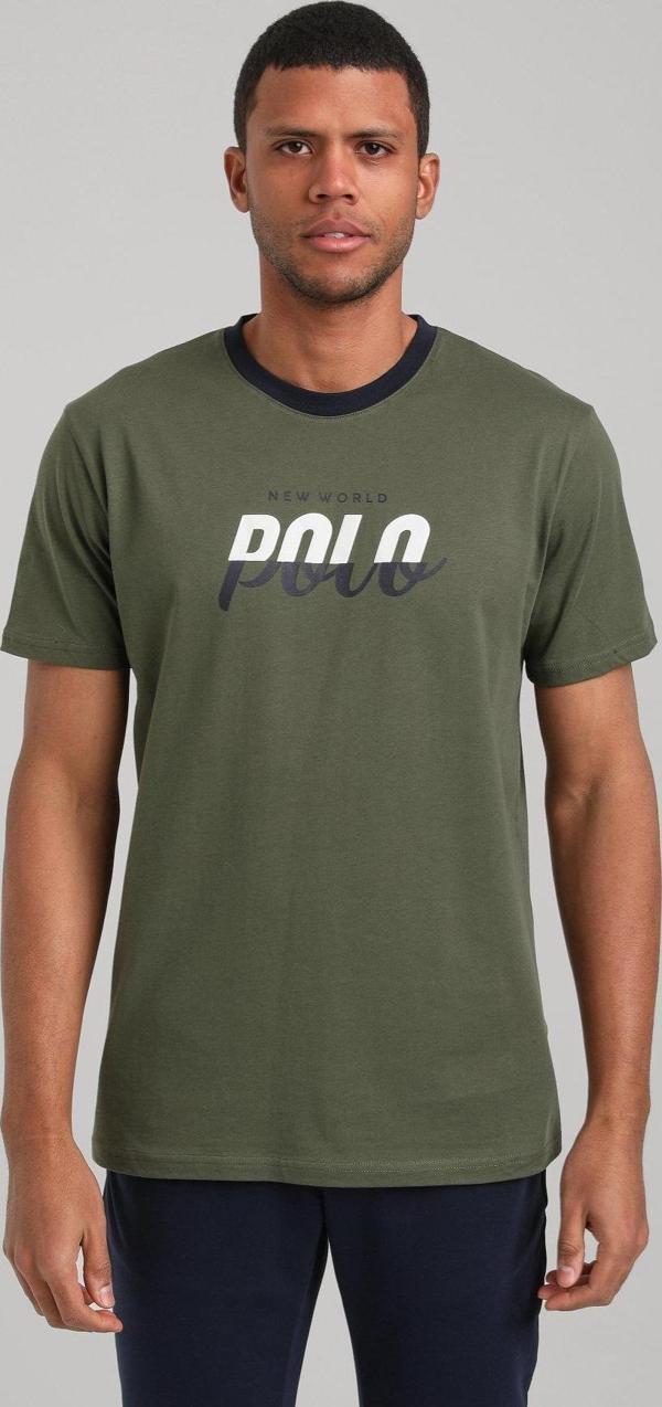 Bisiklet Yaka Haki Slim Fit Tişört 24SSM20292 - Image 1