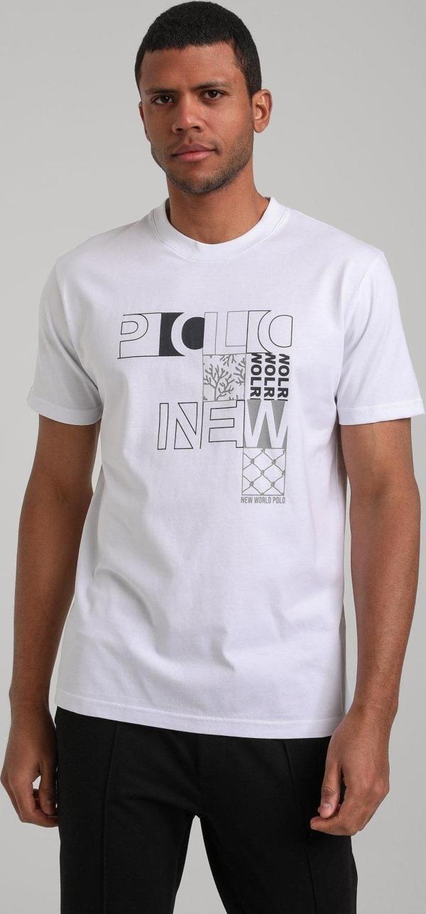 Bisiklet Yaka Beyaz Slim Fit Tişört 24SSM20295 - Image 1