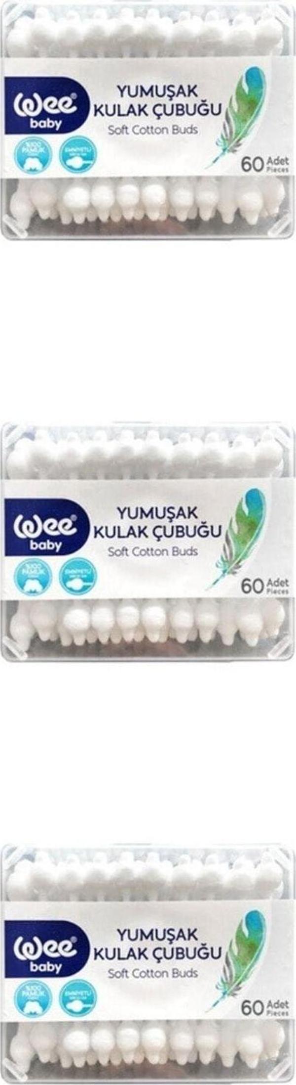 Wee Baby Emniyetli Kulak Çubuğu 180 Adet 3'Lü - Image 1