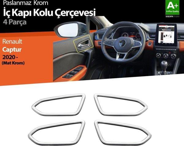 Renault Captur Uyumlu 2 Krom İç Kapı Kolu Çerçevesi 4 Parça. 2020 Üzeri (Mat Krom) - Image 1