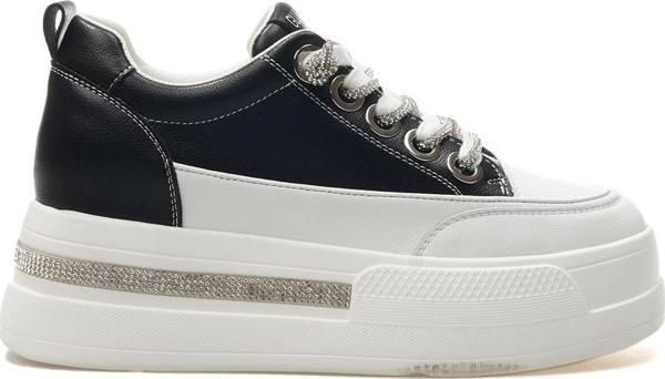 Kadın Taş Detaylı Gizli Dolgu Topuk Sneaker Günlük Ayakkabı 25y 25y492 Z Siyah - Image 1