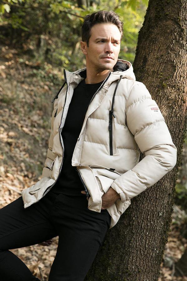 Buratti Slim Fit Kapüşonlu Cepli % 100 Pamuk Erkek Mont 5712069 TAŞ - Image 1