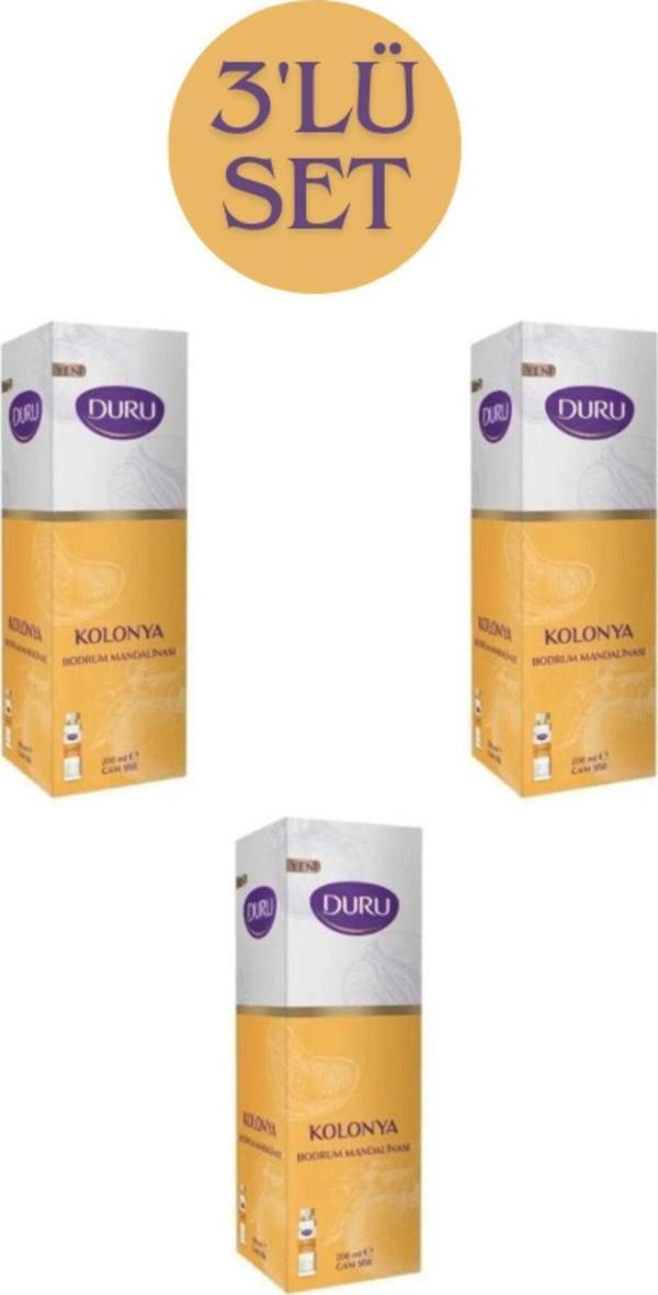 Duru 3'Lü Bodrum Mandalinası Kolonya Set (Cam Şişe) - Image 1