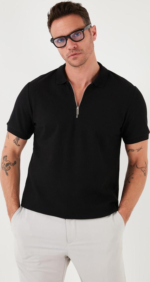Buratti Pamuklu Regular Fit Fermuarlı Erkek Polo Yaka T Shirt 5902434 SİYAH - Image 1