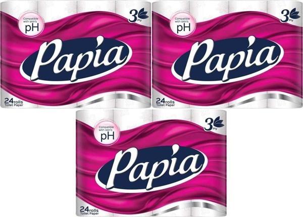 Papia Tuvalet Kağıdı (3 Katlı) 72 Li Set Klasik (3Pk*24) - Image 1
