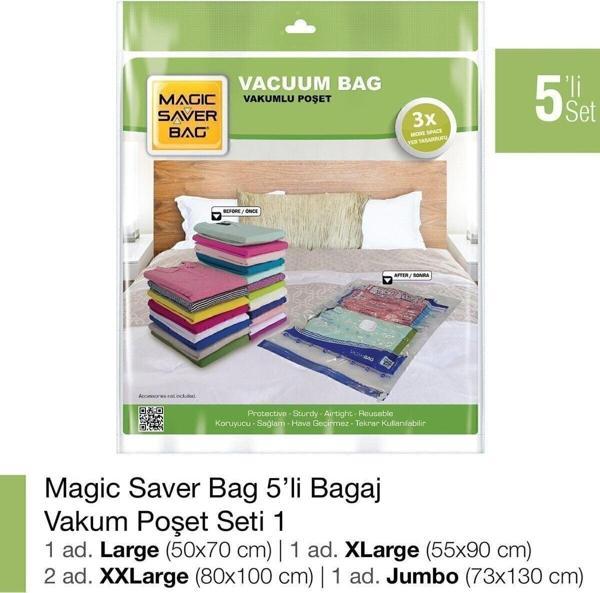 Magic Saver Bag 5'Li Vakumlu Poşet Seti 1 - Image 1