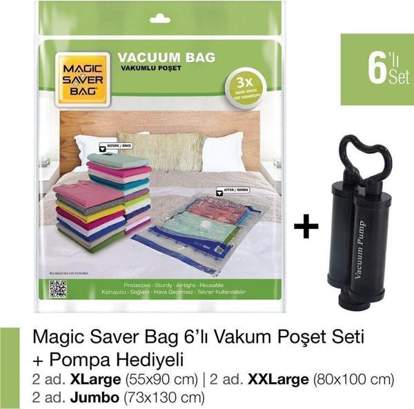 Magic Saver Bag 6’Lı Karışık Vakumlu Poşet Set+Pompa Hediyeli - Image 1