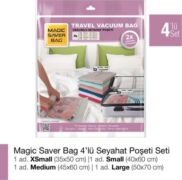 Magic Saver Bag Vakumlu Seyahat Poşeti Seti 4’Lü - Image 1