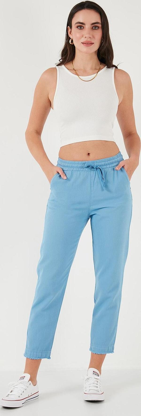 Lela Pamuklu Normal Bel Regular Fit Düz Paça Bayan Pantolon 668YP42282S4 MAVİ - Image 1