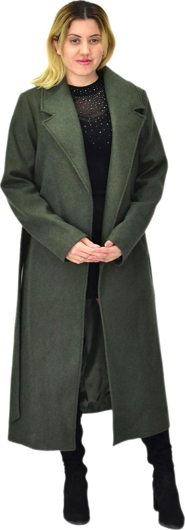 Kadın Uzun Kemerli Kaşe Kaban BGL-ST04065 - Image 1