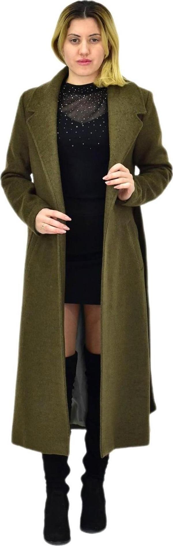 Kadın Uzun Kemerli Kaşe Kaban BGL-ST04065 - Image 1