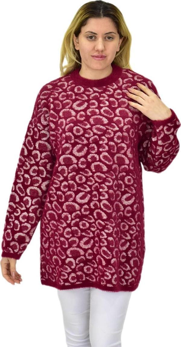 Kadın Leopar Desen Oversize Kazak 140116 BGL-ST04081 - Image 1