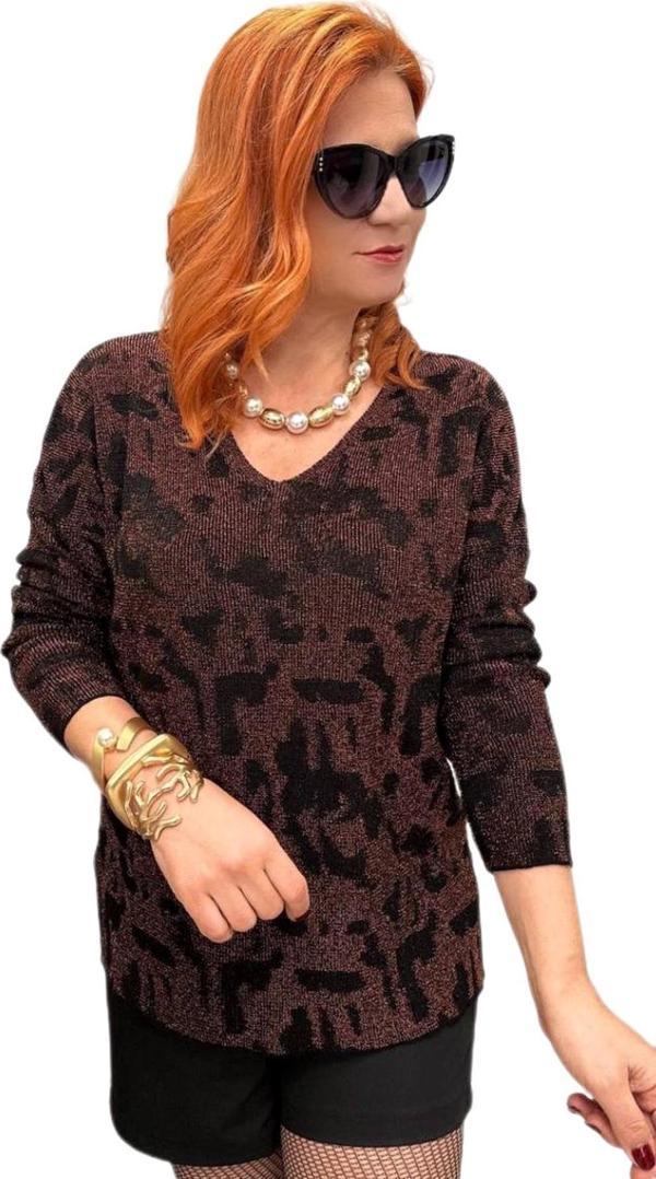 Kadın V Yaka Simli Kazak 12541 BGL-ST04103 - Image 1