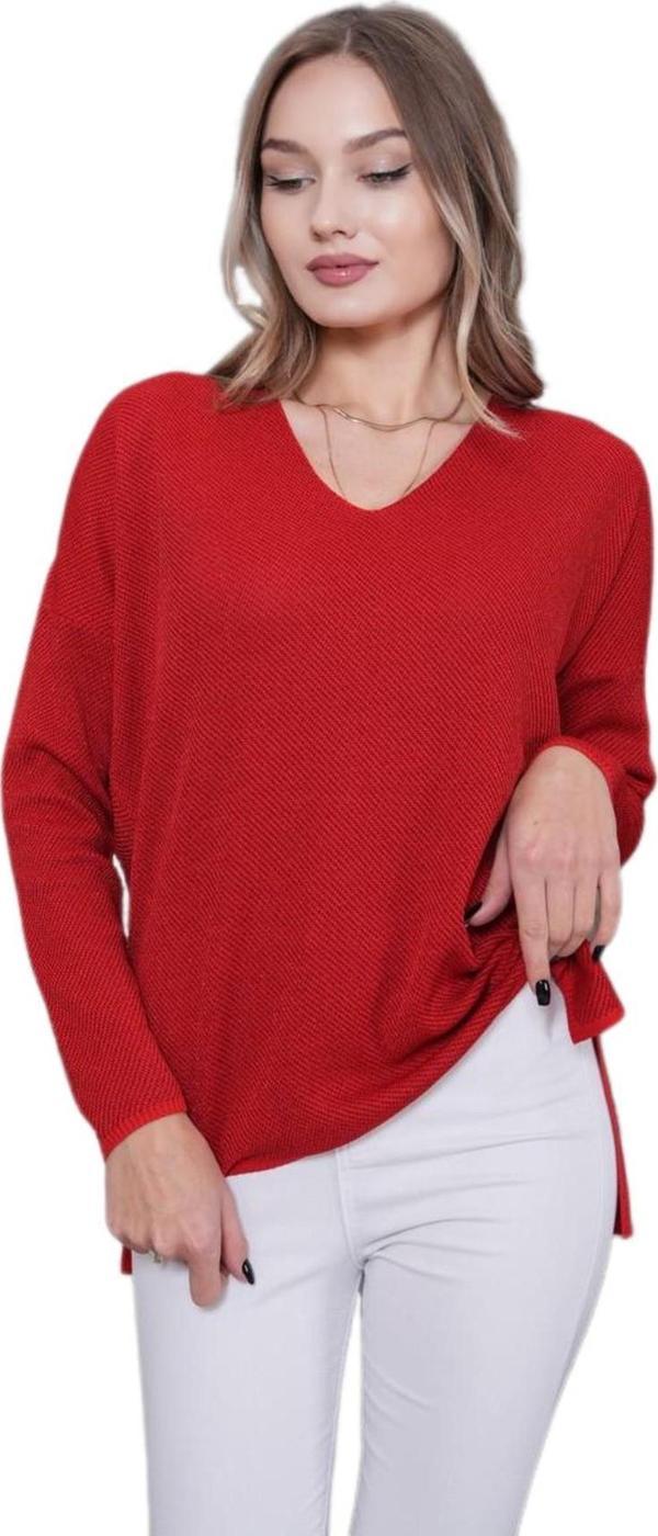 Kadın V Yaka Yaka Simli Kazak 12815 BGL-ST04225 - Image 1