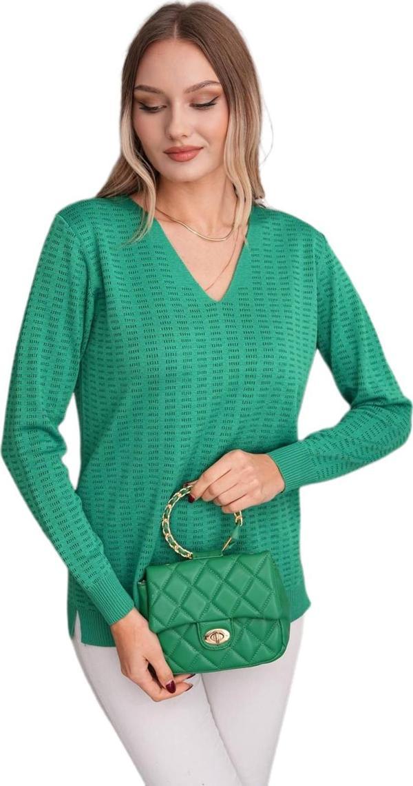 Kadın V Yaka Simli Kazak 12809 BGL-ST04106 - Image 1