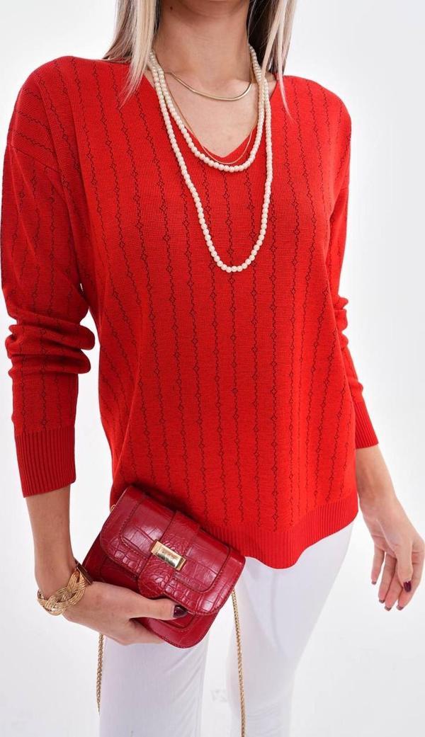 Kadın V Yaka Simli Kazak 12799 BGL-ST04107 - Image 1