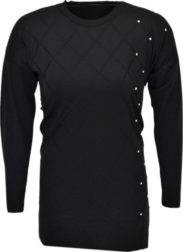 Kadın Taşlı Baklava Desen Oversize Kazak BGL-ST04084 - Image 1