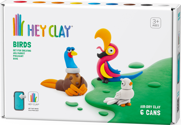 Hey Clay Hava ile Kuruyan Kil (6'lı Kutu) - Kuşlar (Sülün, Papağan, Güvercin) - Image 1