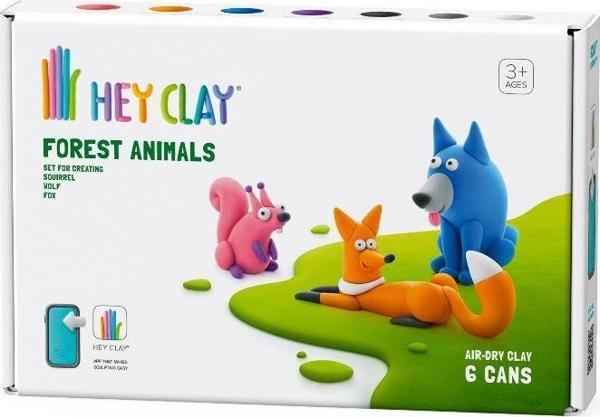 Hey Clay Hava ile Kuruyan Kil (6'lı Kutu) - Orman Hayvanları (Kurt, Tilki, Sincap) - Image 1
