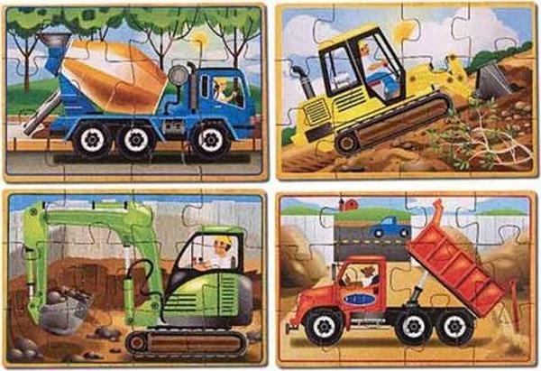 Melissa and Doug Ahşap 12x4 Yapboz Seti - İnşaat Araçları - Image 1