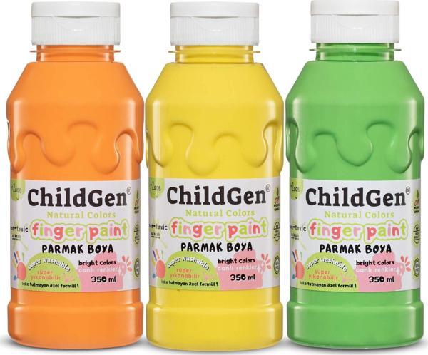 ChildGen Süper Yıkanabilir 3'lü Parmak Boya Pastel Set (3x350ml) (Turuncu-Sarı-Yeşil) - Image 1