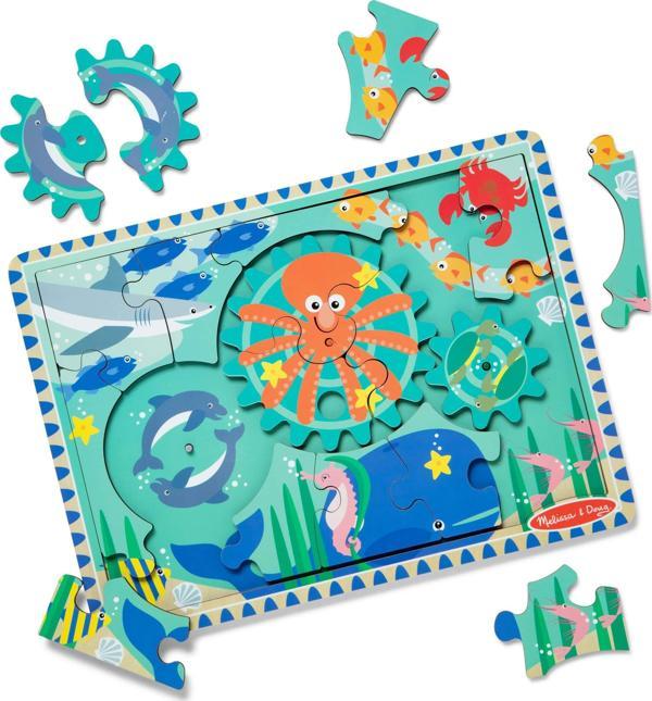 Melissa and Doug Ahşap Dişli Yapboz - Denizaltı (18 Parça) - Image 1