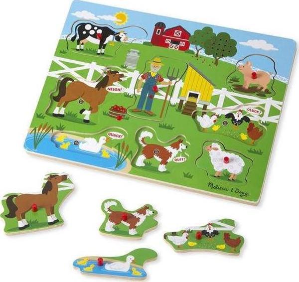 Melissa and Doug Ahşap Sesli Yapboz - Old MacDonal's Farm - Image 1