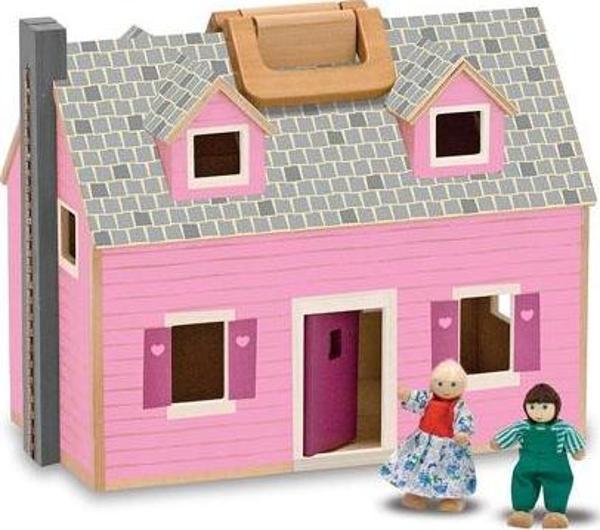 Melissa and Doug Ahşap Taşınabilir Küçük Mobilyalı Ev - Image 1