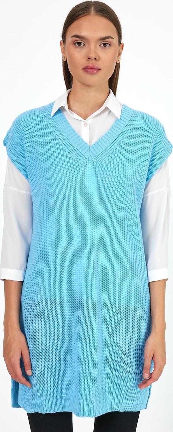 Kadın V Yaka Sıfır Kol Triko Süveter 0608 - Image 1