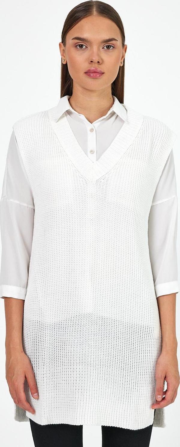 Kadın V Yaka Sıfır Kol Triko Süveter 0608 - Image 1