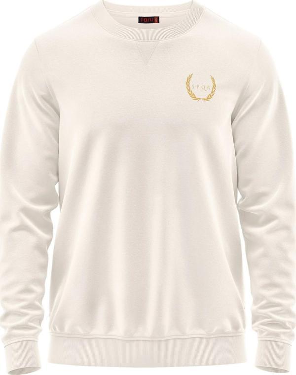 SPQR Pamuklu Bisiklet Yaka Basic Sweatshirt SATURN EKRU - Image 1