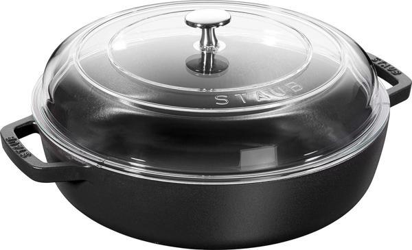 Staub Cam Kapaklı Döküm Sote Tenceresi Siyah 26 cm   - Image 1