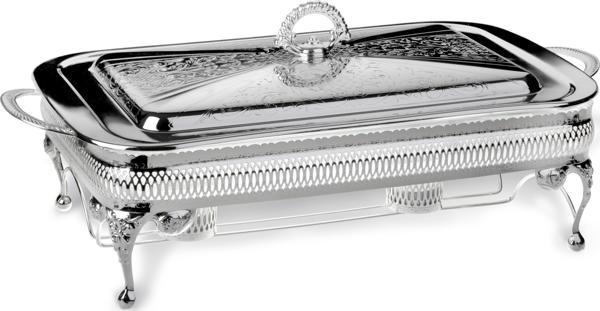 Queen Anne İngiliz Gümüşü Isıtıcılı Dikdörtgen Yemek Servis 46 x 25 x 19 cm   - Image 1