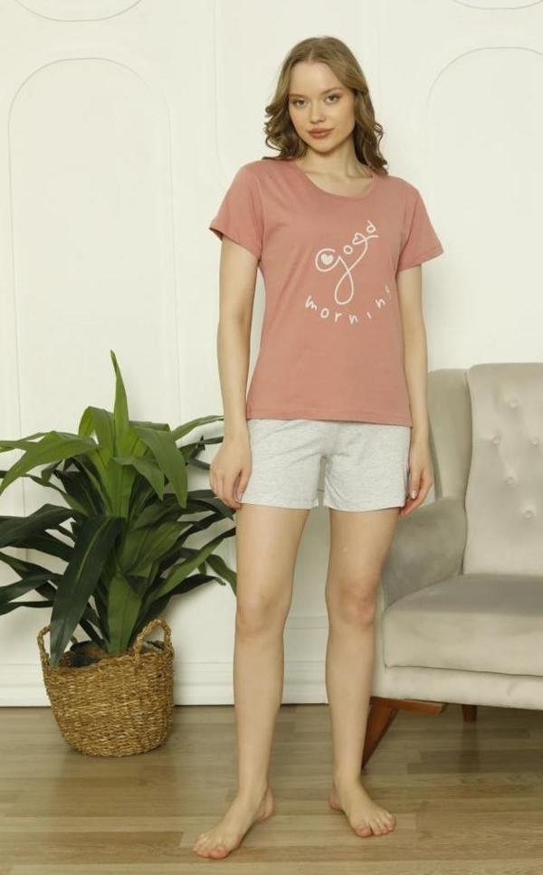 Özlem Bayan Kısa Kollu Şortlu Pijama Takımı 4017 - Image 1