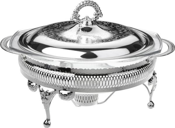 Queen Anne İngiliz Gümüşü Isıtıcılı Yuvarlak Yemek Servis 29.5 x 23.5 x 19.5  cm   - Image 1