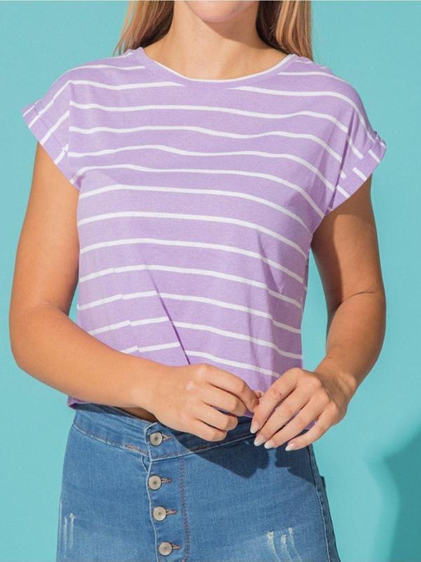 Kütükhouse Lila Çizgili Crop Tişört - Image 1