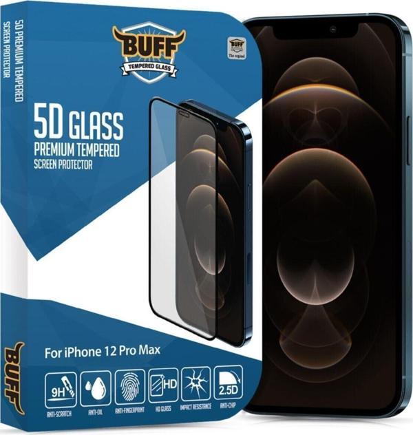 Buff Labs Iphone 12 Pro Max Uyumlu 5D Glass Ekran Koruyucu - Image 1