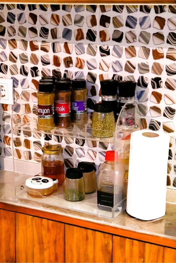 Homeside Kağıt Havluluklu Plexiglass Mutfak Rafı Organizer - Tezgah Üstü Raf - Image 1